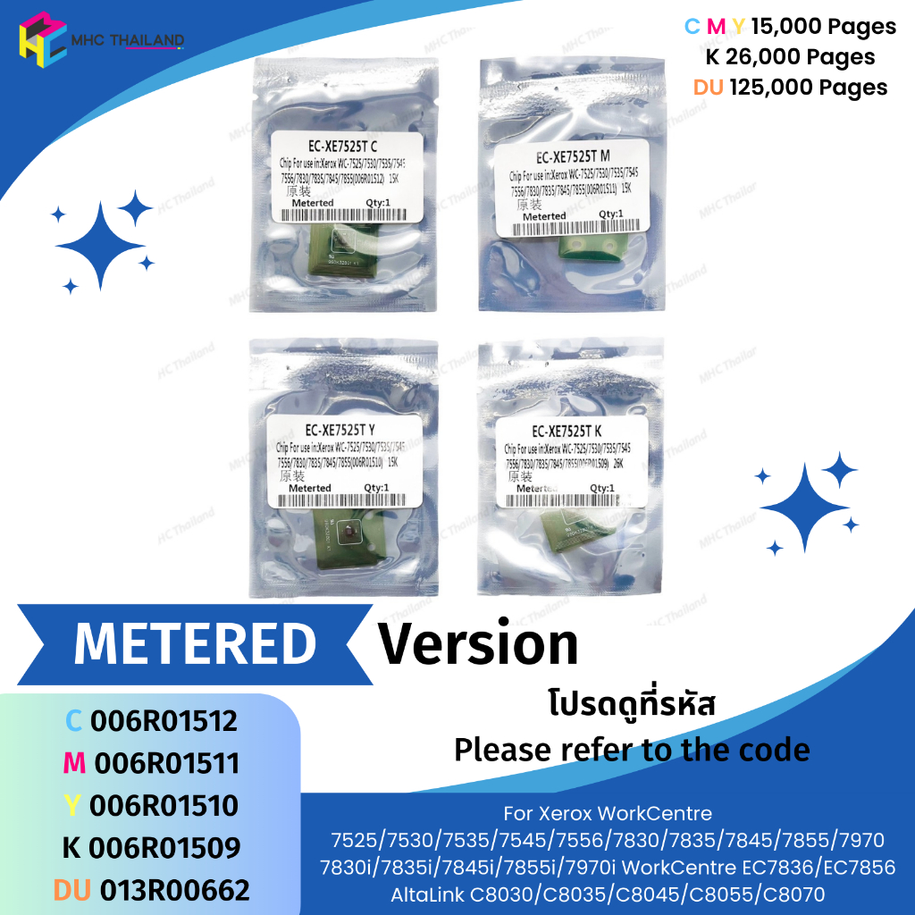 ชิปหมึก ชิปดรัม Chip for Xerox (Metered) 7525 7530 7535 7545 7556 7830 7835 7845 7855 7970 C8030 C8035 C8045 C8055 C8070