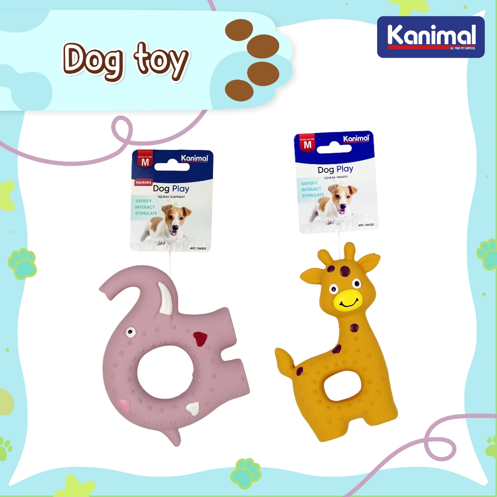 Kanimal Latex Dog Toy ของเล่นสุนัข ของเล่นยาง ยางกัด บีบมีเสียง สำหรับสุนัข (Elephant /Giraffe)