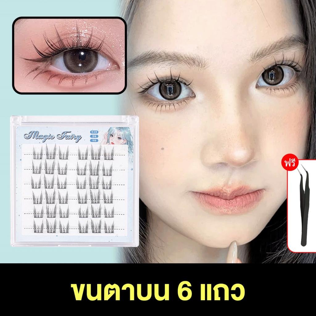 【จัดส่งจากไทย】DIY Lashes ขนตาปลอมแบบช่อ 6 แถว พร้อมกาวในตัว เรียงเส้นสวย เป็นธรรมชาติ เสกตาหวานอย่างเป็นธรรมชาติ ราคา ถูกที่สุด ดีลบีเคเค แกลเลอรีภาพที่ 6