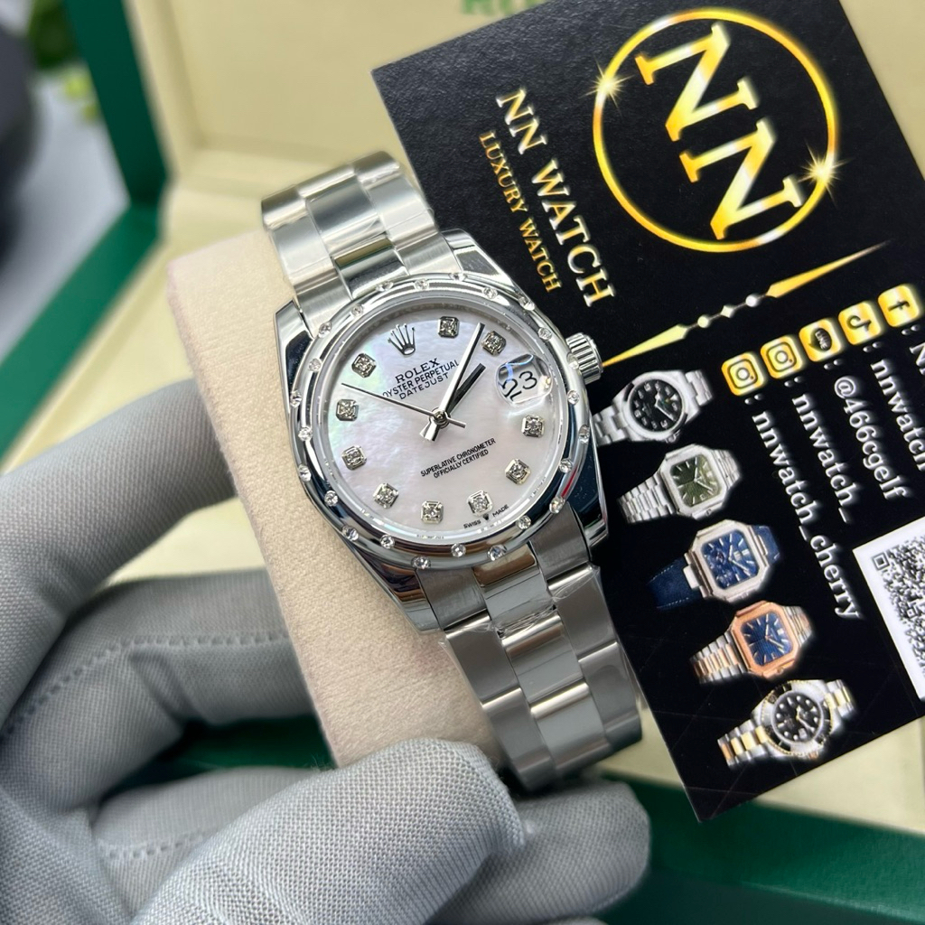 นาฬิกาข้อมือ RL datejust 31mm white pearl fully diamond