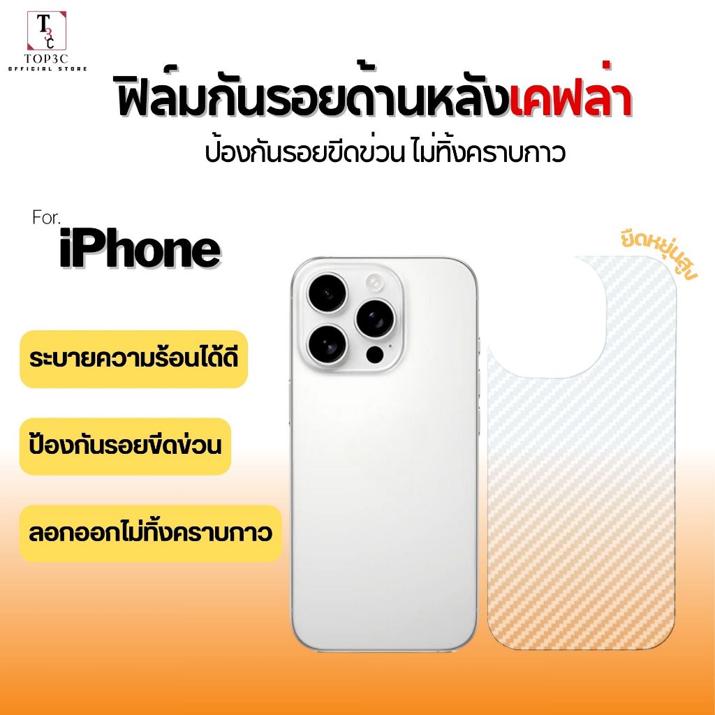 【ฟิล์มปกป้องหลัง】 For iPhone Air 17 17romax 13 11 16Promax 16 15Pro 12 กันรอยขีดข่วน เคฟล่า - รูปที่ 2