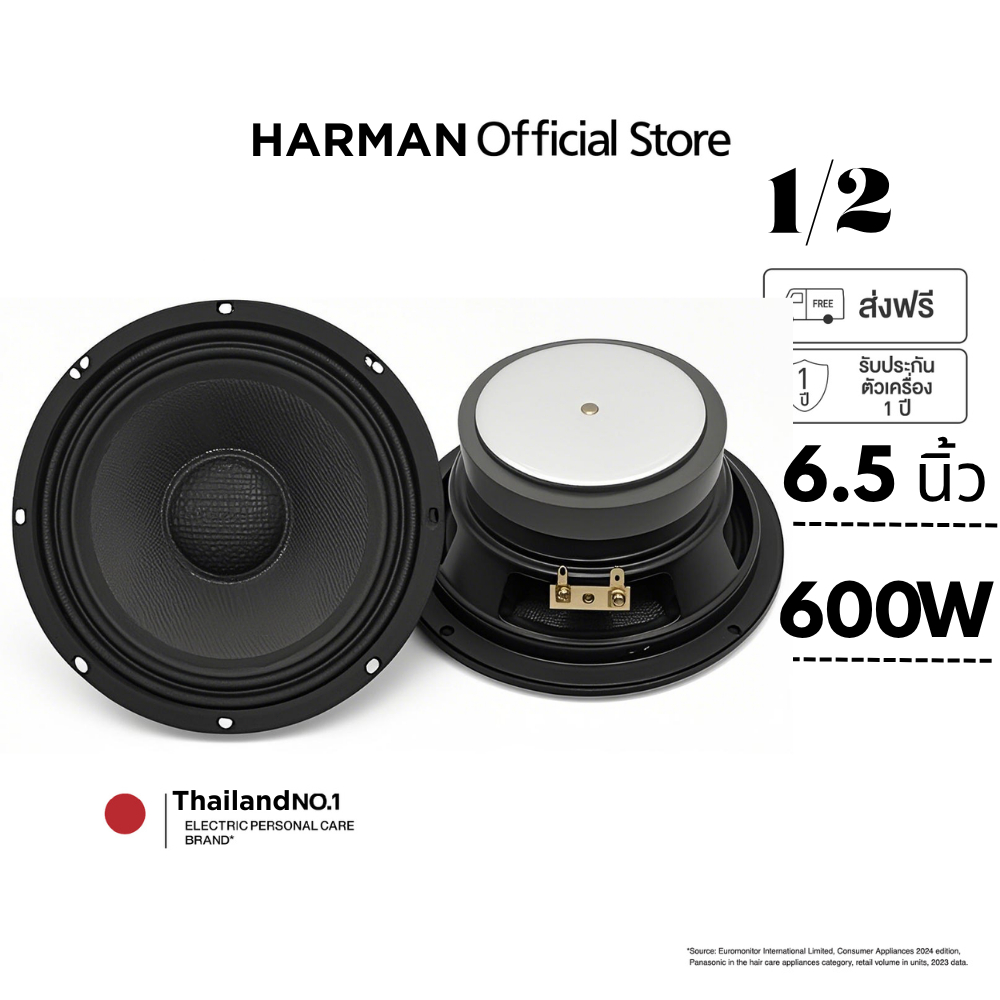 HARMAN speaker ลำโพงเสียงกลาง หน้าเคฟล่า 6.5นิ้ว NG-668 แม่เหล็ก100x15มม วอยซ์25.5มม 4โอห์ม ลำโพงติดรถยนต์ Midrange