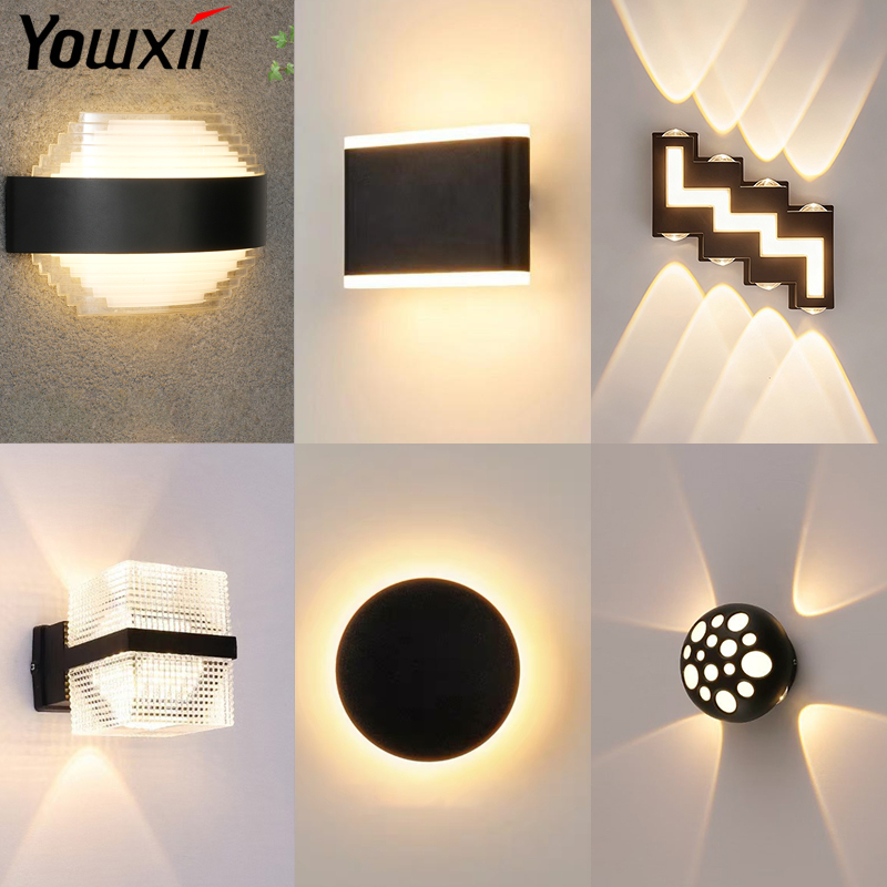 YOWXII โคมไฟติดผนัง LED ภายนอก กันน้ํา ไฟตกแต่ง กันน้ำได้ ไฟแต่งสวน ไฟทางเดิน ไฟกิ่ง