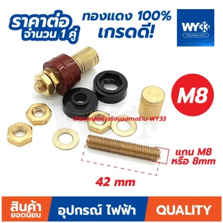 เกรดดี! ต่อ 1 คู่ ทองแดง 100% ไบดิ้ง โพส ต่อแบตเตอรี่ เกลียว M6 M8 ลำโพง binding post เกรดดี!