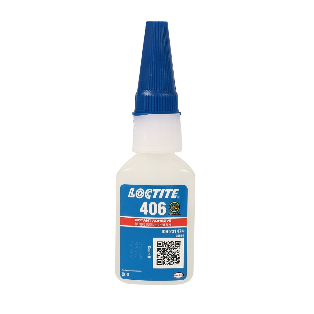 LOCTITE กาวแห้งเร็ว 20 กรัม สีใส รุ่น 406 ความหนืดต่ำ เหมาะสำหรับติดพลาสติกและวัสดุประเภทยาง, อีลาสโตเมอร์ (ล็อคไทท์)