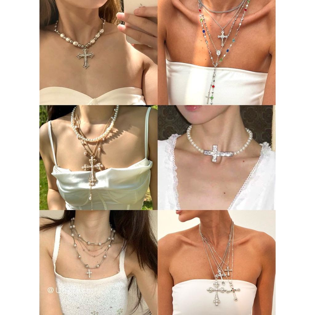 (พร้อมส่ง✨) สร้อยกางเขน เส้นเดี่ยว / แบบเชต มีหลายแบบ✨