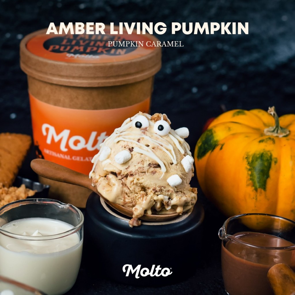 Molto ไอศกรีม รสคาราเมลฟักทอง 16 ออนซ์  - Molto Premium Gelato - Ice cream Amber Living Pumpkin-Pump