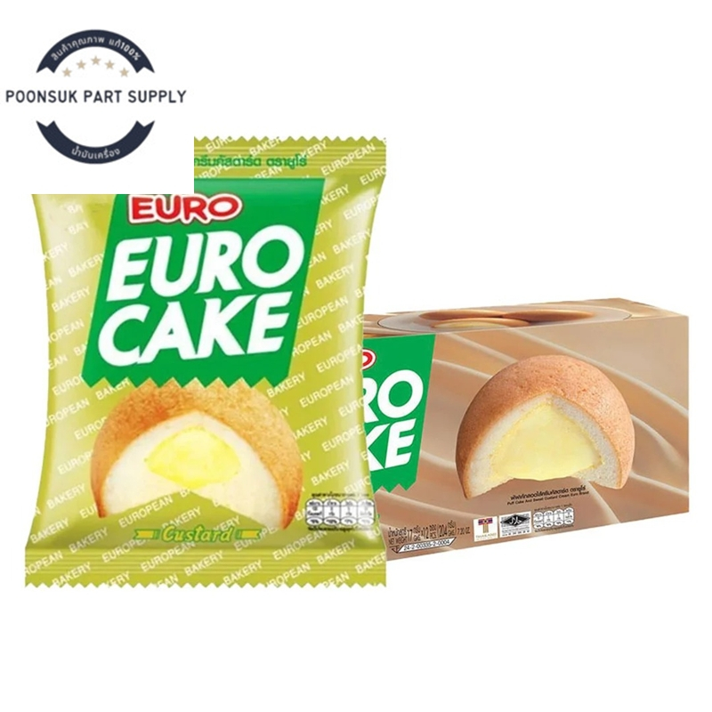 eurocake euro cake ยูโรเค้ก ยูโร่เค้ก พัฟเค้กสอดไส้ ( 17g x 12ชิ้น ) ยูโร่คัสตาร์ดเค้ก