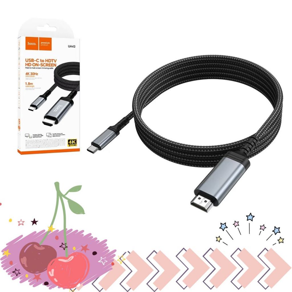 พร้อมส่งจากไทย Hoco UA43 Type-C to HDTV HD screen mirroring cable สายแปลงสัญญาณภาพ Type-C to HDTV