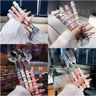 🏠 ไข่มุกจับช้อนสแตนเลสกวนช้อนไอศครีมเค้กขนมช้อนบาร์อุปกรณ์คร…