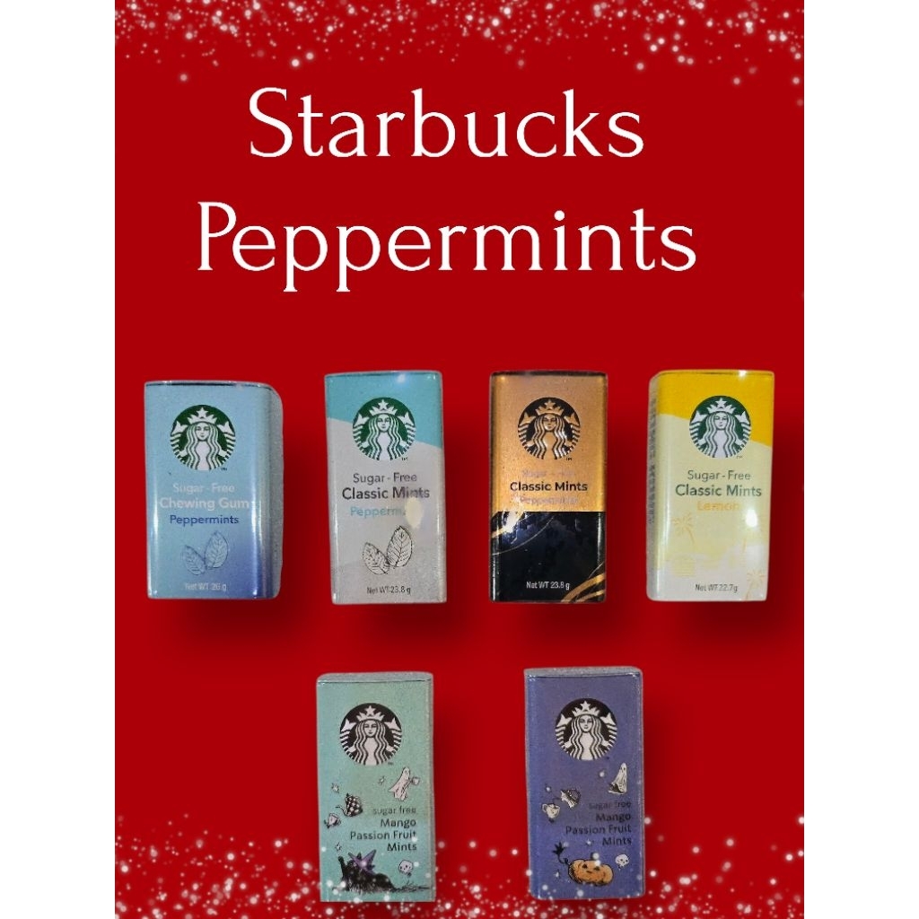 ⭐️Starbucks ลูกอมปราศจากน้ำตาล⭐️Starbucks Sugar Free Peach Mint⭐️Starbucks Peppermint⭐ Chewing gum ห