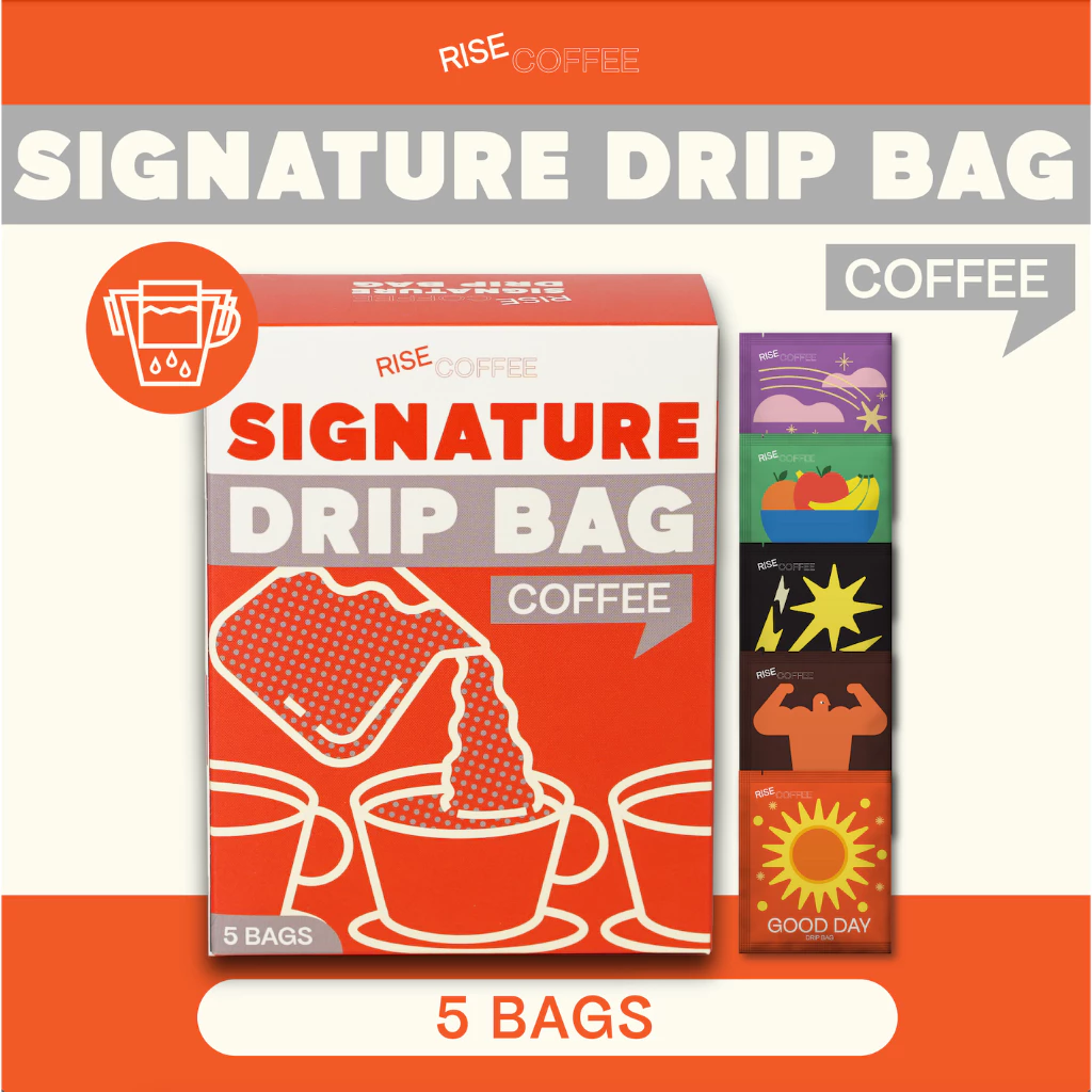 RISE COFFEE Signature Drip Bag Coffee เซตกาแฟดริปแบครวม 5 ซอง 5 รสชาติ ไม่ต้องใช้อุปกรณ์