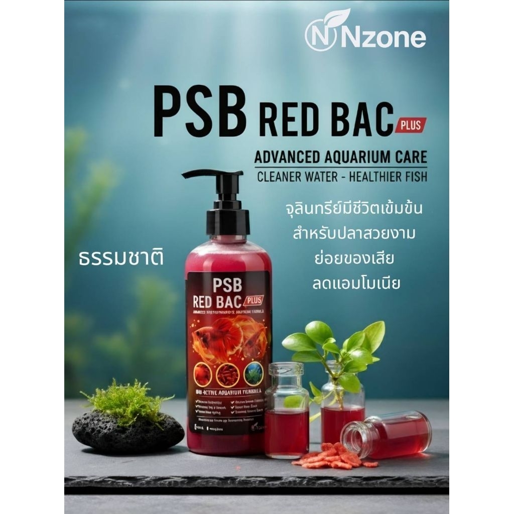 PSB RED BAC PLUS จุลินทรีย์สูตรพิเศษสำหรับตู้ปลาธรรมชาติ100%