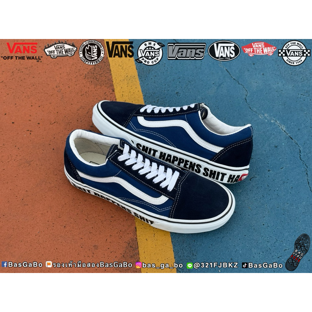 VANS OLD SKOOL SHIT HAPPENS BLUE รองเท้าผ้าใบ รองเท้ามือสอง รองเท้ามือสองของแท้ รองเท้าVans รองเท้าV