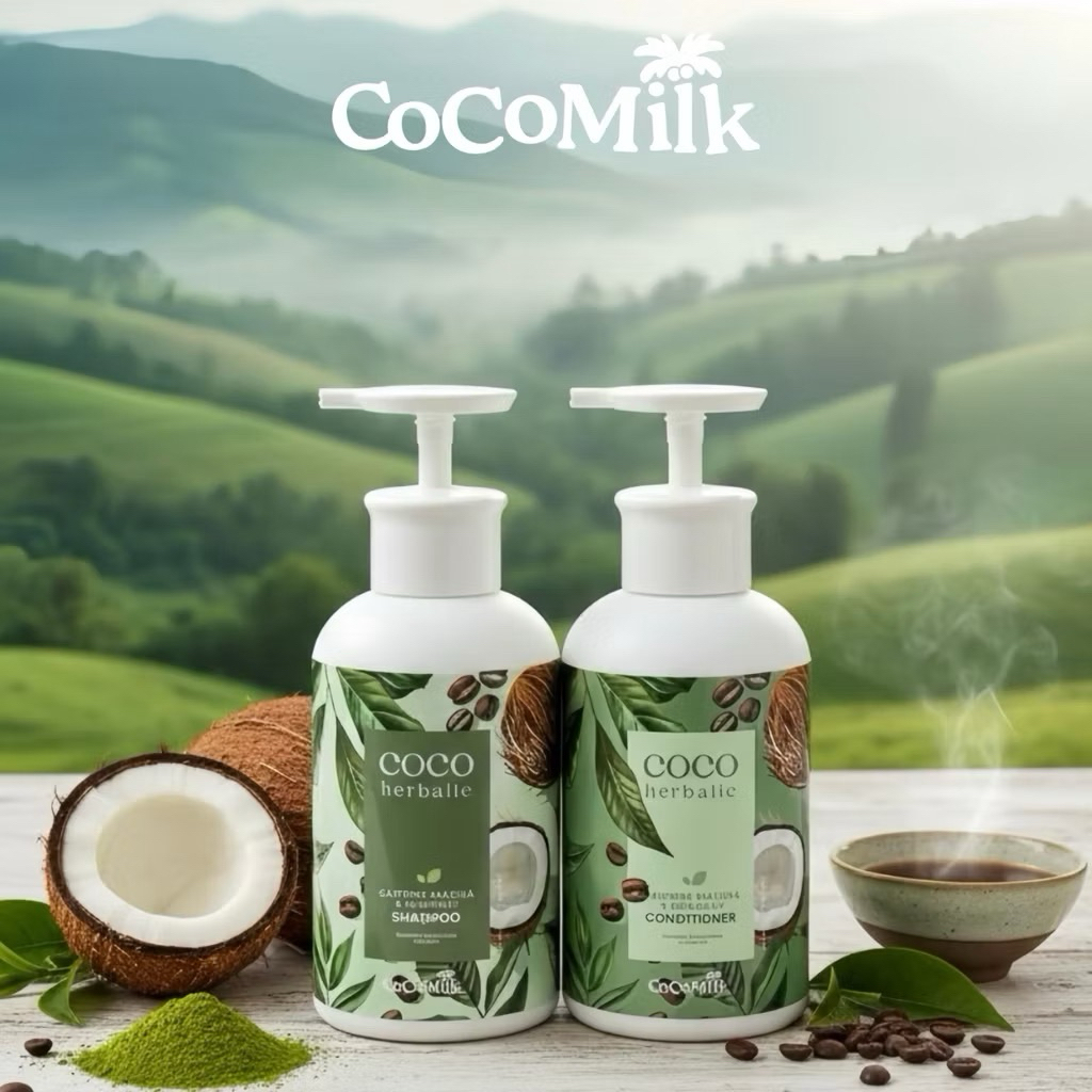 New✨ Cocoherbalic แชมพู/ครีมนวดผมน้ำมันมะพร้าว สูตรคาเฟอีนมัจฉะ แชมพูผมร่วง กระตุ้นการงอกใหม่
