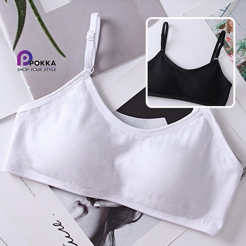 subscrub เสื้อชั้นในเนื้อผ้าฝ้ายสไตล์ญี่ปุ่น บราผู้หญิงน่ารัก ไร้โครงสวนใส่สบาย ชุดชั้นในสีทึบ ปรับส