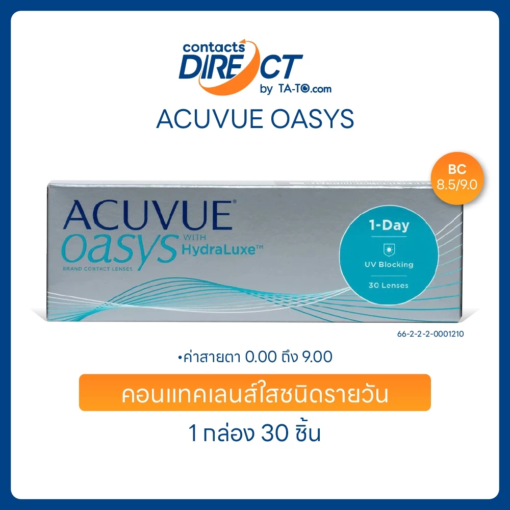 (ทักแชทรับโค้ด) Acuvue Oasys คอนแทคเลนส์รายวัน 1-Day With Hydraluxe (30ชิ้น/กล่อง)