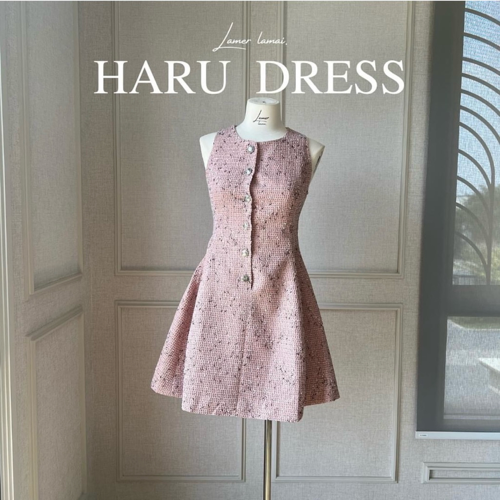 ส่งต่อ lamer.lamai HARU DRESS  ชุดเดรสลูกคุณหนู ชมพู ไซส์ S