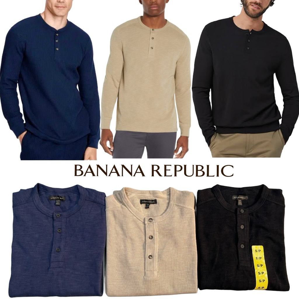 เสื้อแขนยาว Banana Republic Waffle Henley T-Shirt