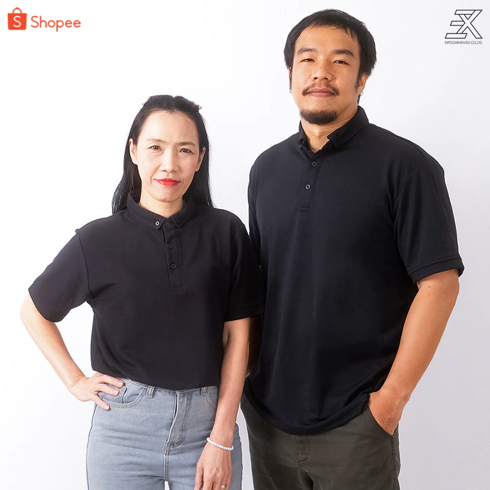 Expogarment เสื้อโปโล สีดำ คอปก ราคาพิเศษ แขนสั้น ปกเชิ้ต มีไซส์ S-2XL Black Polo