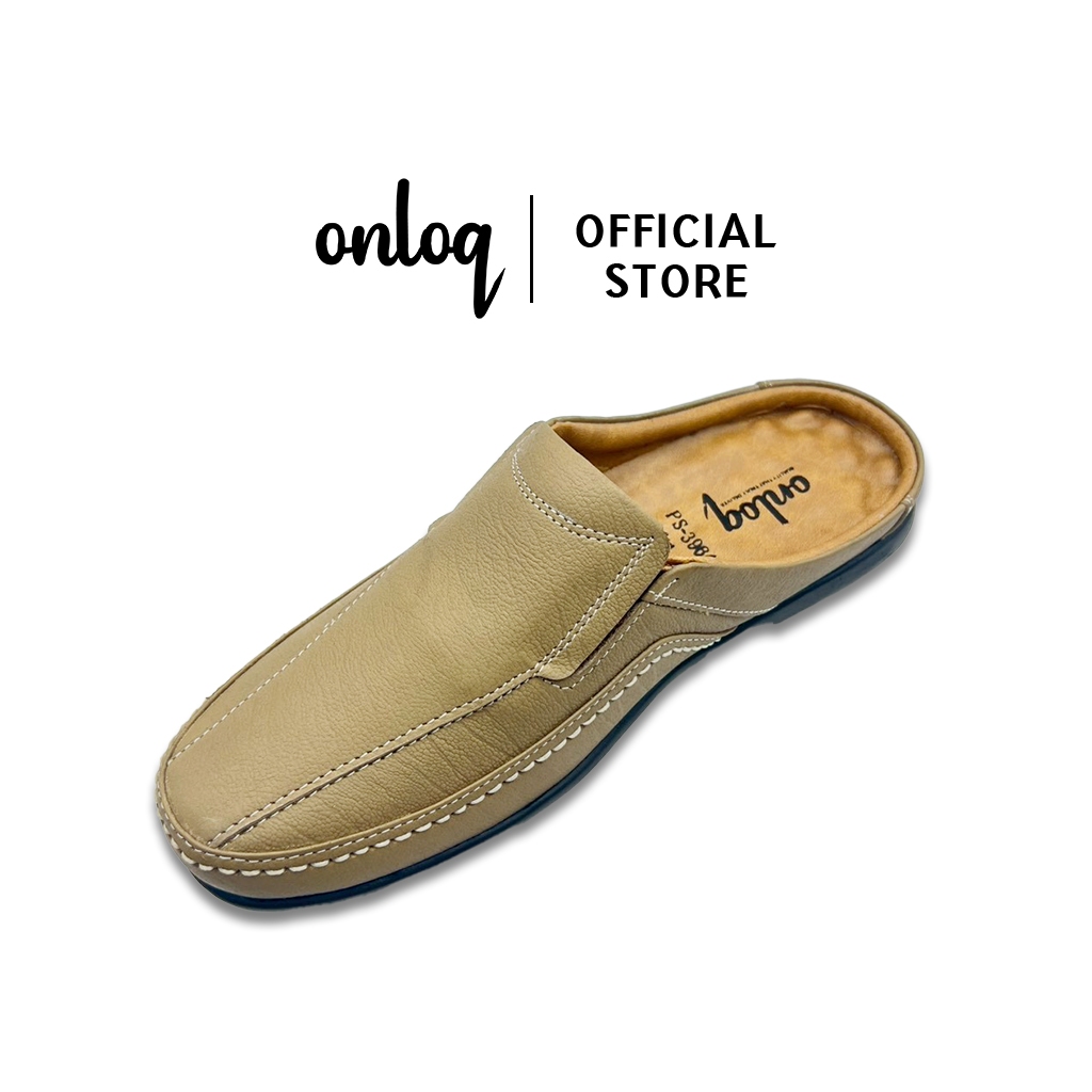 onloq shoes รองเท้าหนัง แบบเปิดส้น สีเผือก รุ่น 3964