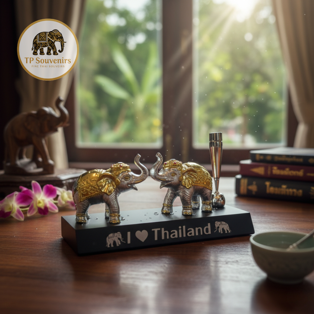 ที่เสียบปากกา ผู้บริหาร ฐานแท่นวางไม้ ของที่ระลึก ของฝาก ลายช้างไทย
