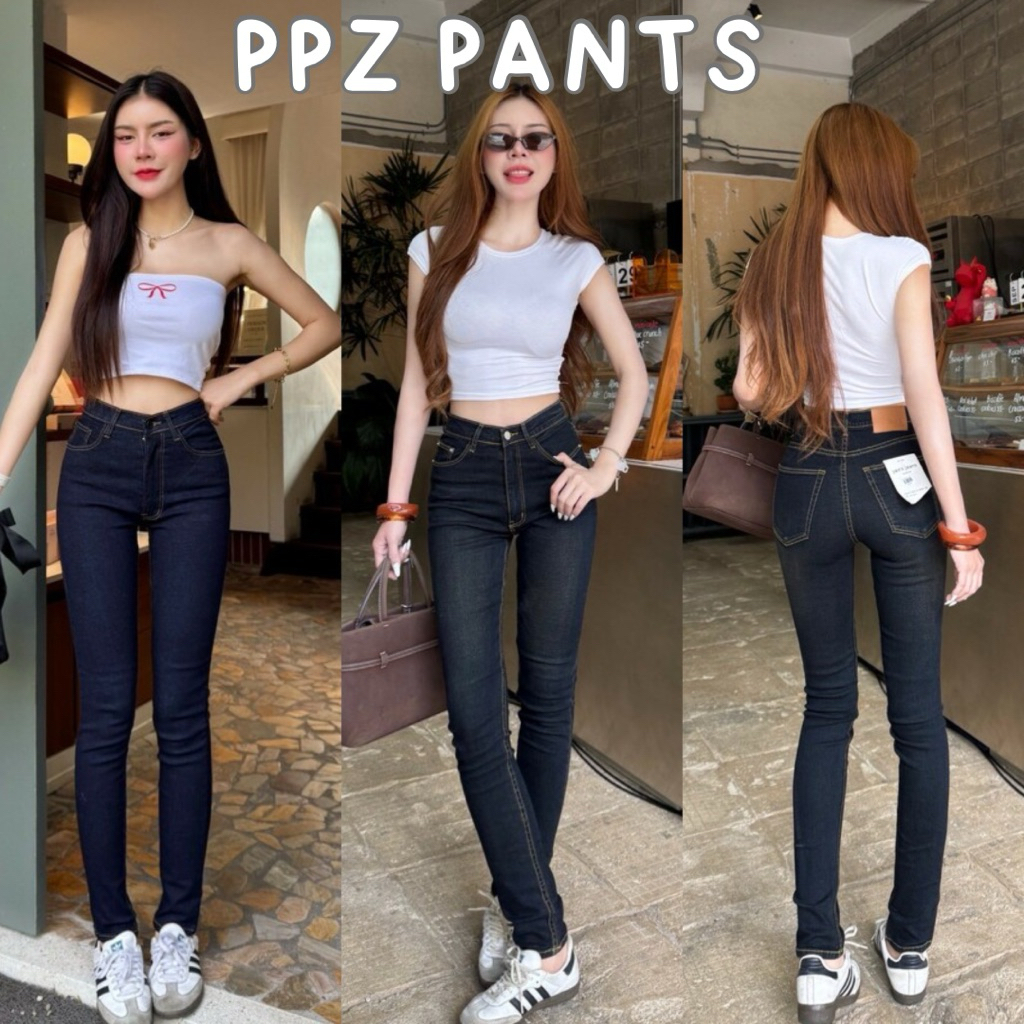ᴄʟᴀꜱꜱɪᴄ ꜱᴋɪɴɴʏ👖กางเกงยีนส์ 9ส่วน ทรงสกินนี่ ขาเดฟ เอวกลาง ผ้ายืด กางเกงผู้หญิง กางเกงขาเดฟ PPZ PANTS