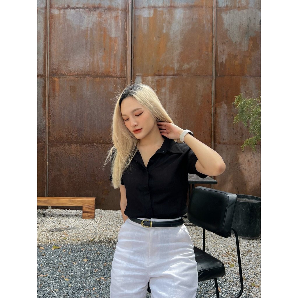 Hemper - เสื้อเชิ้ตแขนสั้นทำจากผ้าใยธรรมชาติ [ กรุณาทักแชทเพื่อเช็คสต็อกก่อนสั่งซื้อ ]