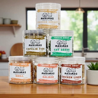 MAXIMAS Freeze Dried AAA+ ฟรีซดราย พรีเมี่ยม ขนมแมว ขนมหมา ผลิตใหม่ ไม่ปรุงรส หอม กรอบ อร่อย
