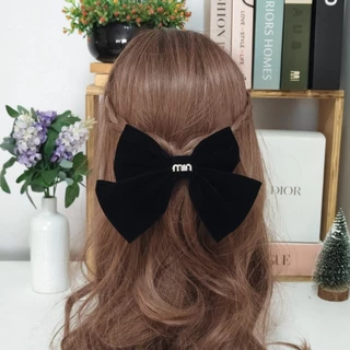 โบว์สีดำ 🎀 ผ้านิ่ม ซาติน ชีฟอง โบว์ติดผม กิ๊บโบว์ใหญ่