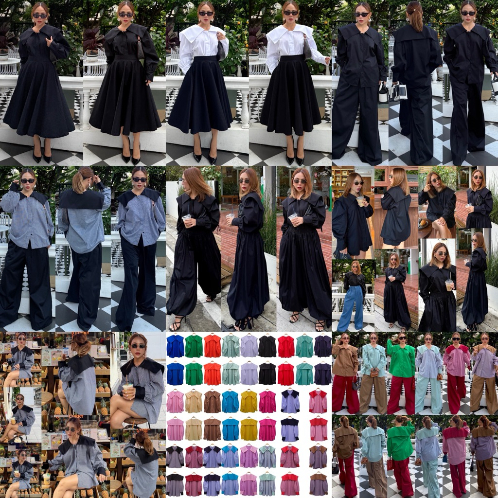 Bright by Aruna :เชิ้ตปกกะลาสีBright Sailor Collar Shirtอก44“/อก50”(20สี)