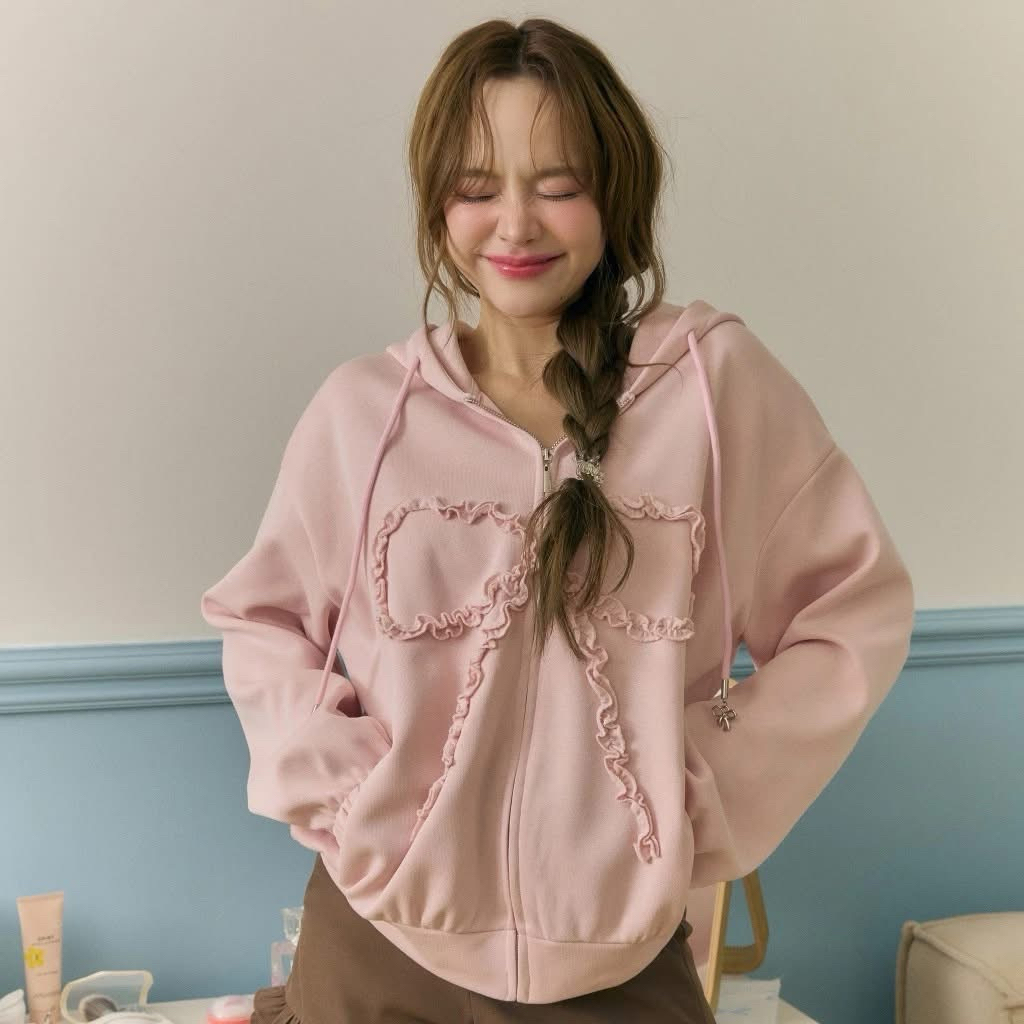 ส่งต่อ new! birthday hoodie (สีชมพู) 🎂🎀 ; dailylook.sm