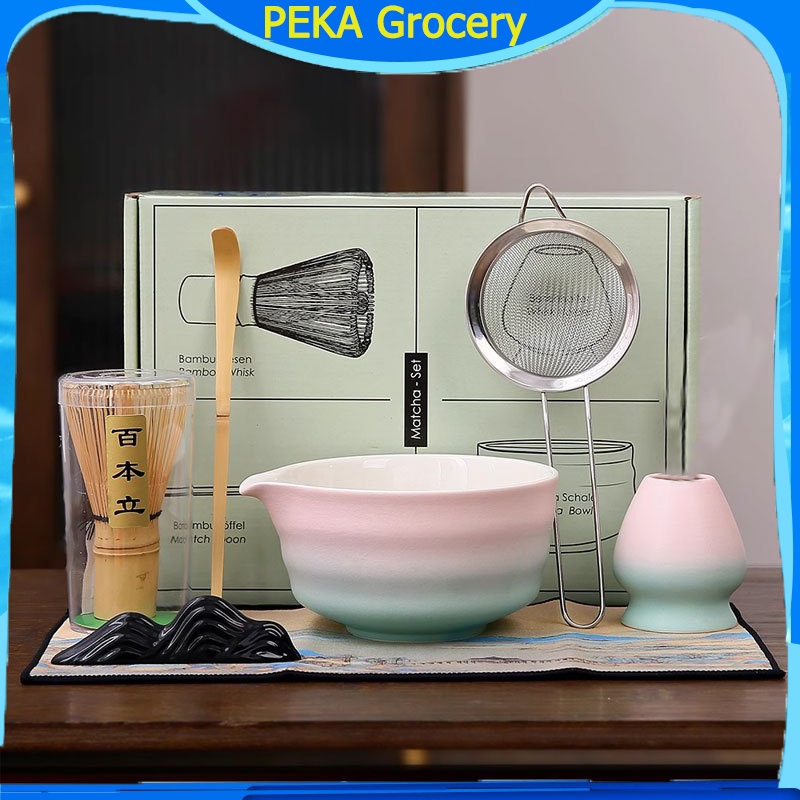 ชุดน้ําชาญี่ปุ่น (7 ชิ้น) Matcha Bowl Set ชามมัทฉะพร้อมเทพวยไม้ไผ่ อุปกรณ์พิธีชงชาเกรดพรีเมียม【จัดส่งภายใน24ชม】