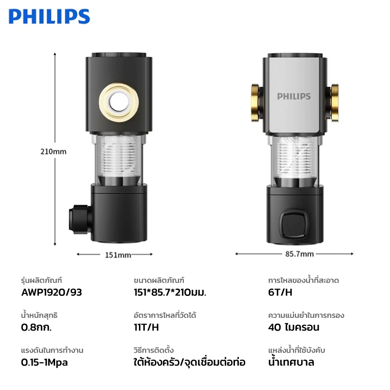 Philips water AWP1920 pre-filter ตัวกรองน้ำประปา ตัวกรองน้ำก่อนเข้าบ้าน อุปกรณ์สำหรับเครื่องกรองน้ำ เครื่องกรองน้ำ COD - รูปที่ 7
