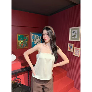 BY IRA Amanda strap top เสื้อสายเดี่ยว ผ้าซาติน แต่งลูกไม้ช่างอก ดีเทลหรู ลุคคุณหนู คุณใจ