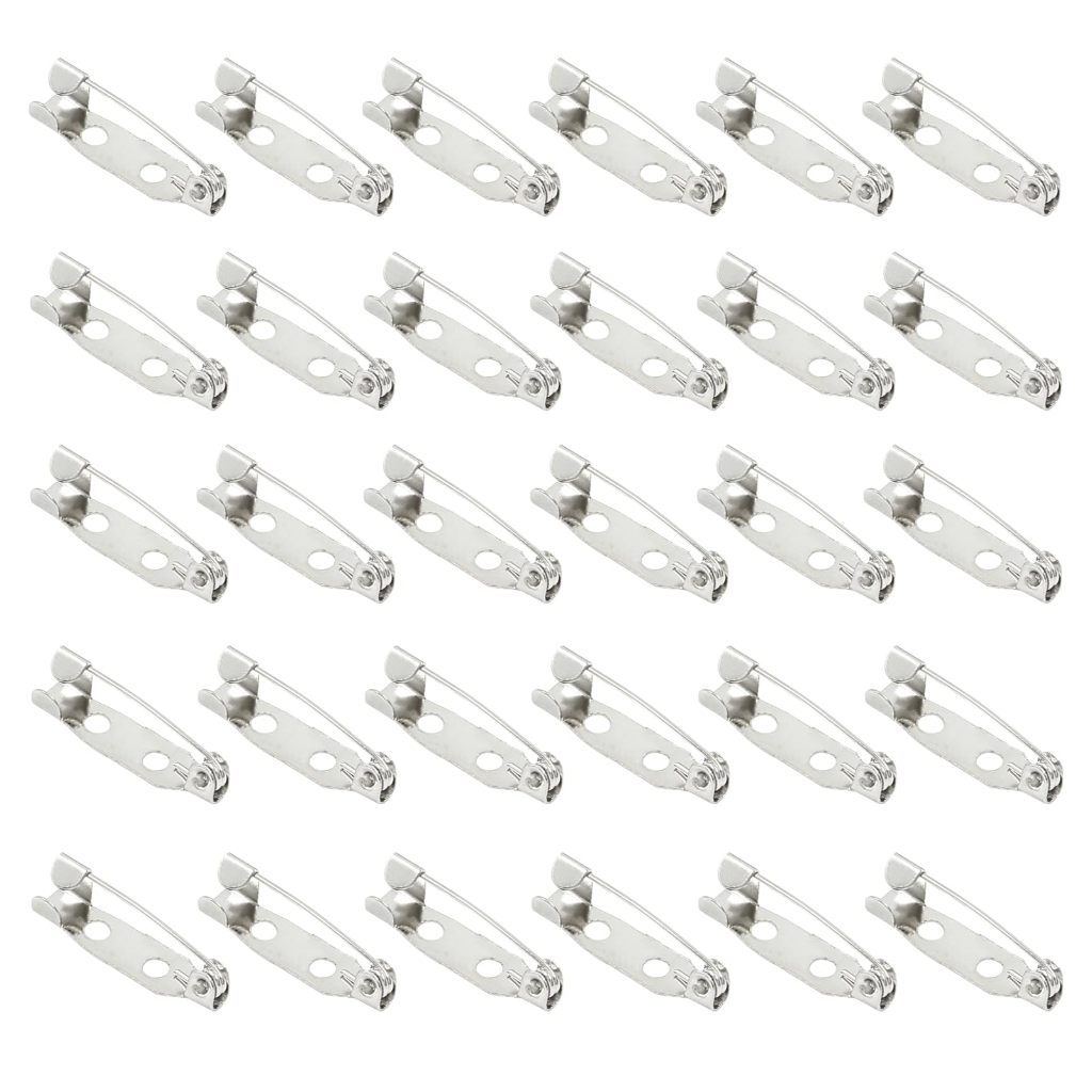 100Pcs เข็มกลัดเงิน คลิปหนีบฐาน เข็มกลัด เข็มกลัด (20 25 มม.)