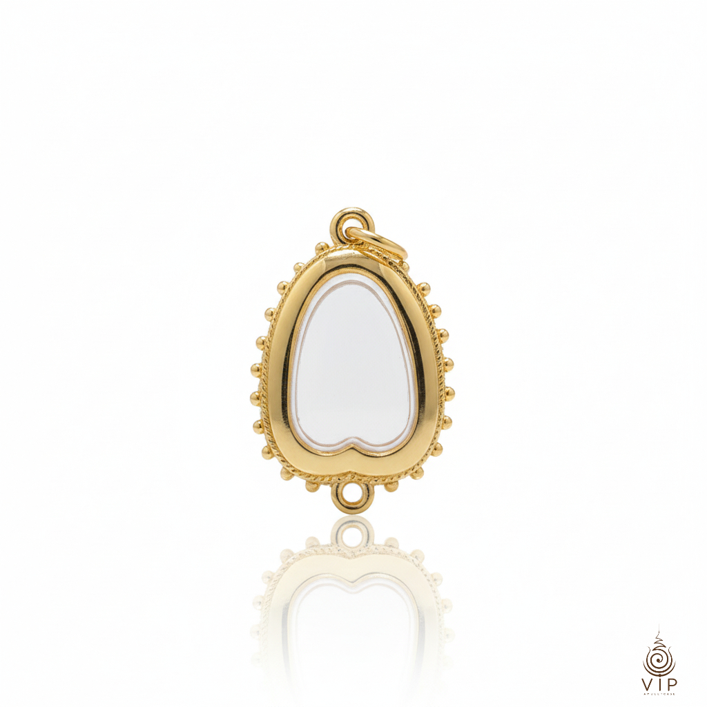 (แท้100% ส่งไว) 🖼️ กรอบทรงแมลงภู่ ลายเกลียวเชือก 3.5x2.4cm  | 💎 Insect-Shape Amulet Frame Rope Desig