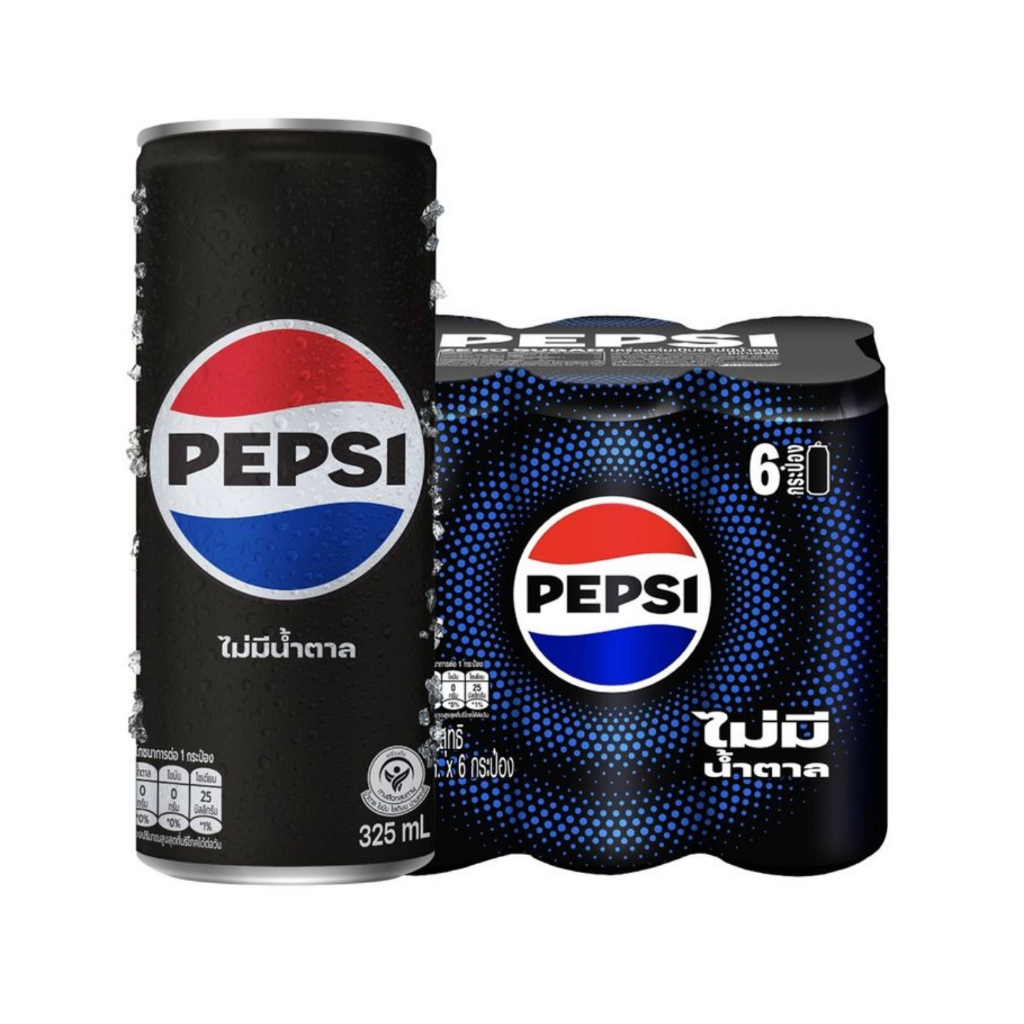 เป็ปซี่ไม่มีน้ำตาล,เป็ปซี่กระป๋องแพ็ค6(มีส่งด่วน)325มิลลิลิตรPepsi