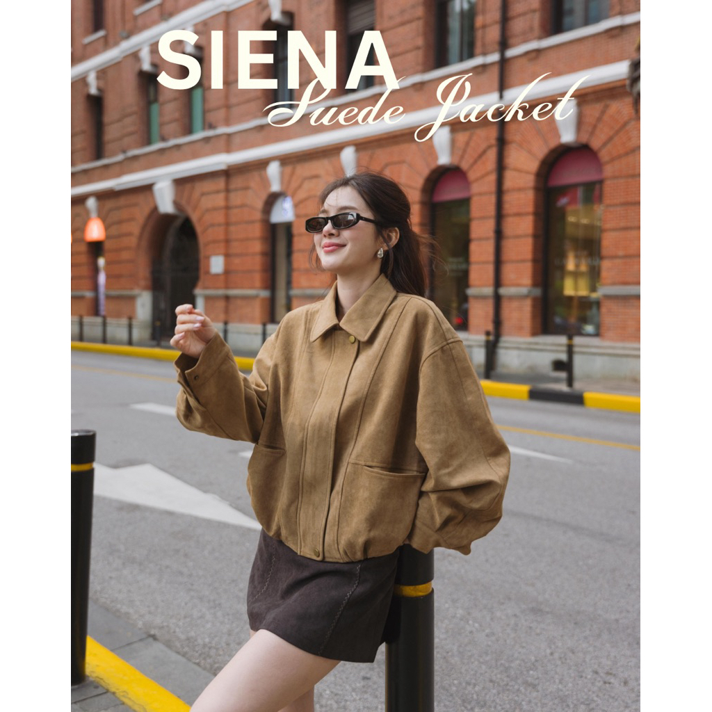 พร้อมส่ง  - เสื้อแจ็คเก็ต Siena Suede Jacket- สี Caramel Taupe