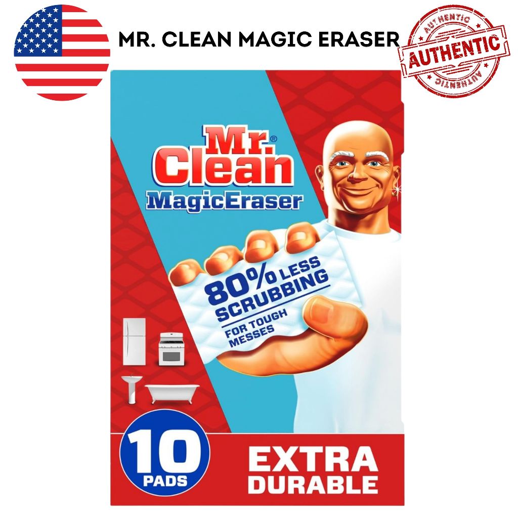 Mr. Clean Magic Eraser, Extra Durable, Multi Purpose Cleaning Pad, Shoe, Bathroom, Shower, Kitchen, Car Window, 10 count ราคา ถูกที่สุด ดีลบีเคเค