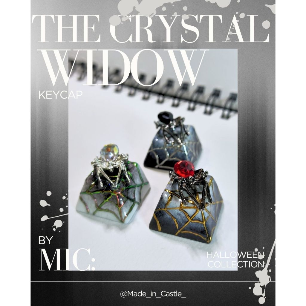 The Crystal Widow Keycap คีย์แคปแมงมุม อะไหล่เหล็ก Metal decoration handmade Halloween Spider | MiC