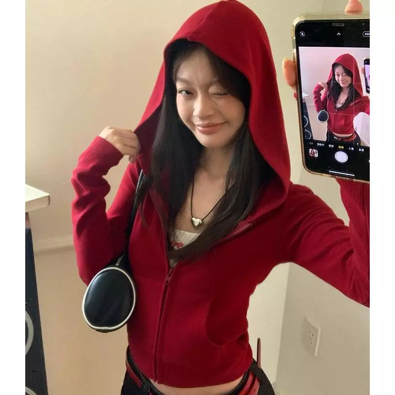 Beryl พร้อมส่ง เสื้อแจ็คเก็ตฮู้ดครอป ทรงครอปสั้น เสื้อคลุมผู้หญิง กระชับรูปร่าง โชว์เส้นเอวสวย ผ้านุ่มใส่สบาย