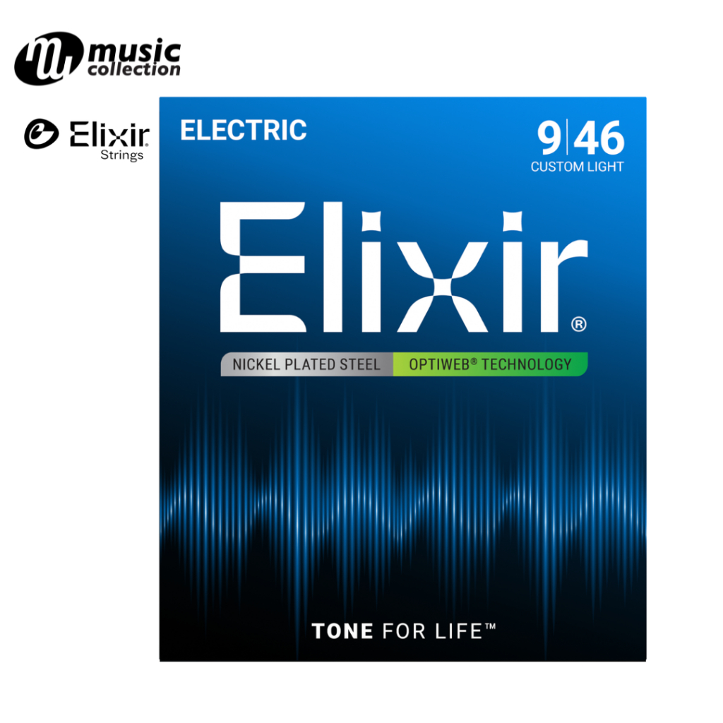 สายกีตาร์ไฟฟ้า Elixir® Nickel เคลือบ OPTIWEB (Custom Light, .009–.046) #19027