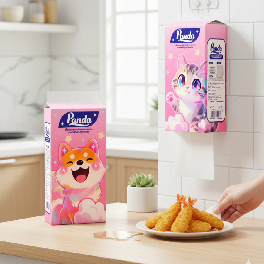 ( 15หิ้ว ) ทิชชู่เช็ดหน้า Panda แบบดึงแขวนได้ ไซส์ใหญ่ หนานุ่ม เกรดGB/T20808 ไม่เป็นขุย ตะขอแขวน2ตัว thumbnail 5