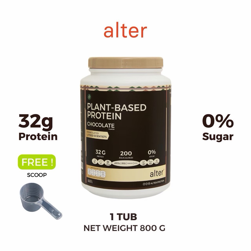 Alter SOY Plant-Based Protein Dark Chocolate รสช็อกโกแลต ดาร์กช็อกโกแลตขนาด800กรัม: โปรตีนพืช โปรตีน