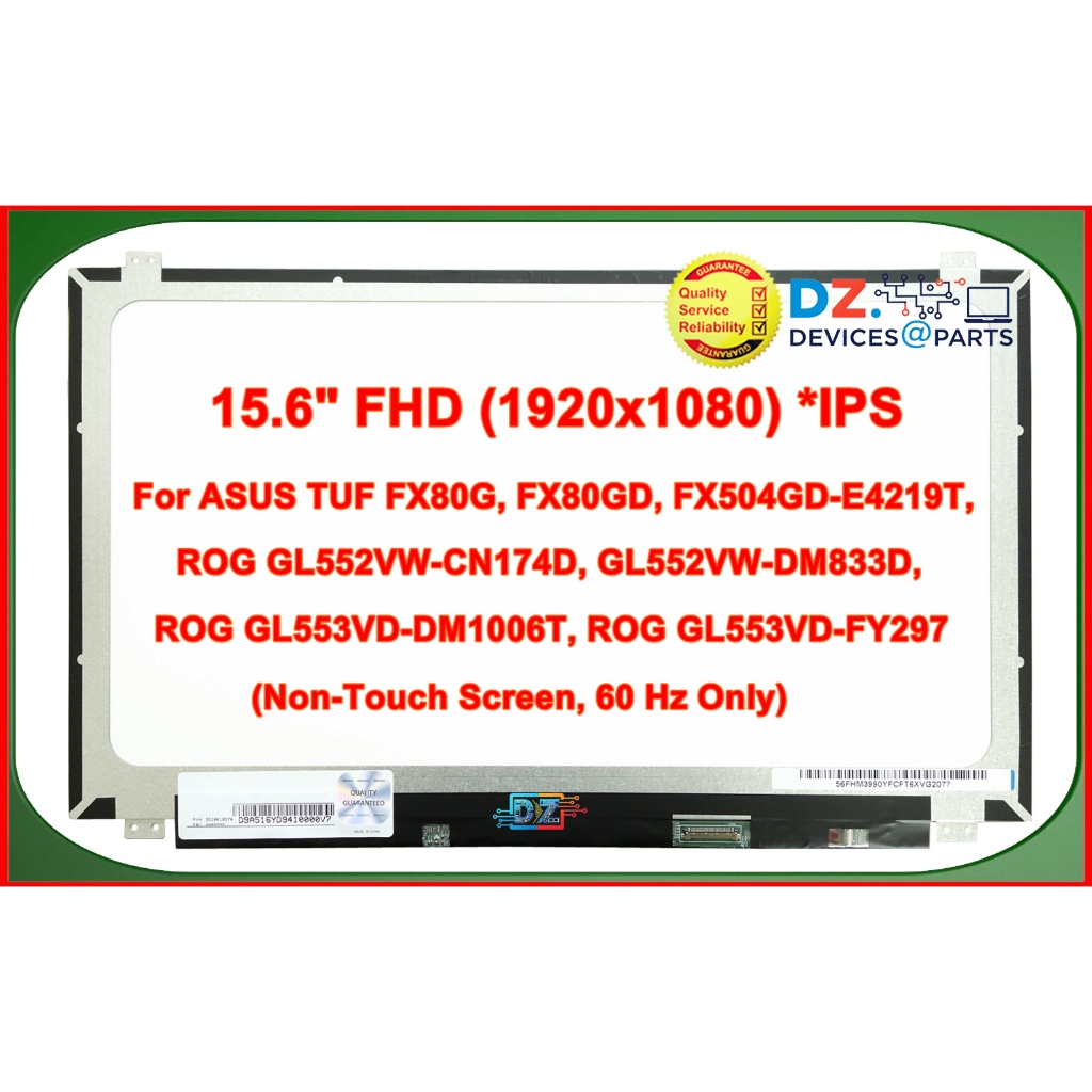 จอโน๊ตบุ๊ค LCD•LED Notebook 15.6"นิ้ว For ASUS TUF FX80G FX80GD FX504GD-E4219T•ROG GL552VW-CN174D GL