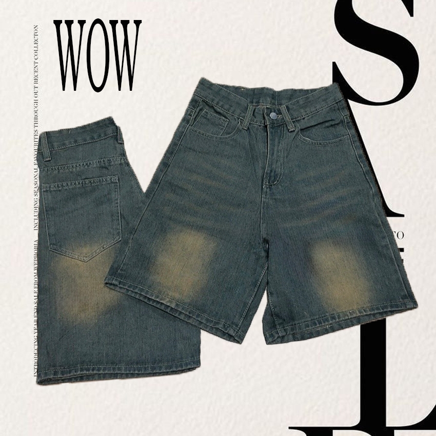WOW รุ่น 825 กางเกงยีนส์ ขาสั้น แต่งเฟดขา ทรงสวย ผ้าไม่ยืด