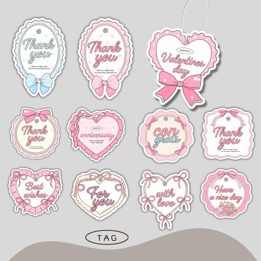 ป้ายห้อย thank you, with you, for you และอื่นๆ จำนวน+รายละเอียดแจ้งในภาพ ( tag 88 )