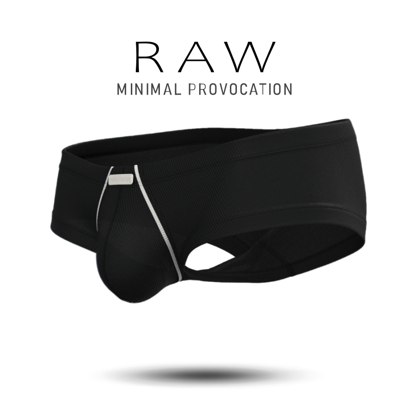 [เนื้อผ้าลื่น-บาง] Private Structure กางเกงชั้นในชาย รุ่น Raw Hipster – Smoke Black [4815]