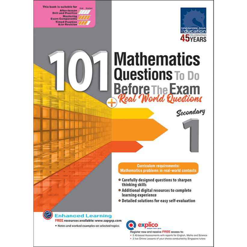 GSAP_แบบฝึกหัดคณิตศาสตร์ ม.1 101 Mathematics Questions To Do Before The Exam+Real World Questions S1